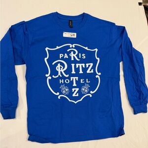 Paris Ritz Hotel Long sleeve T-shirt, Royal Blue Adult - Large